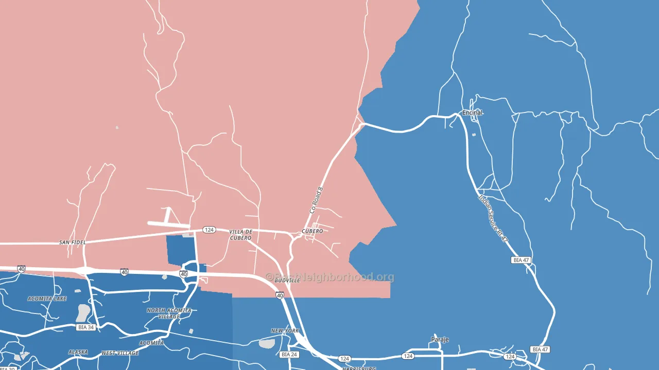 Cubero, NM block-group political-lean map