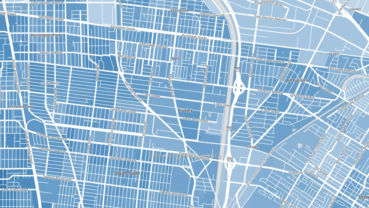 Cudahy, CA block-group political-lean map
