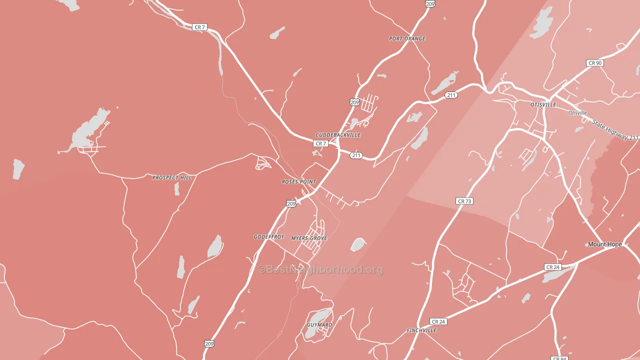 Cuddebackville, NY block-group political-lean map