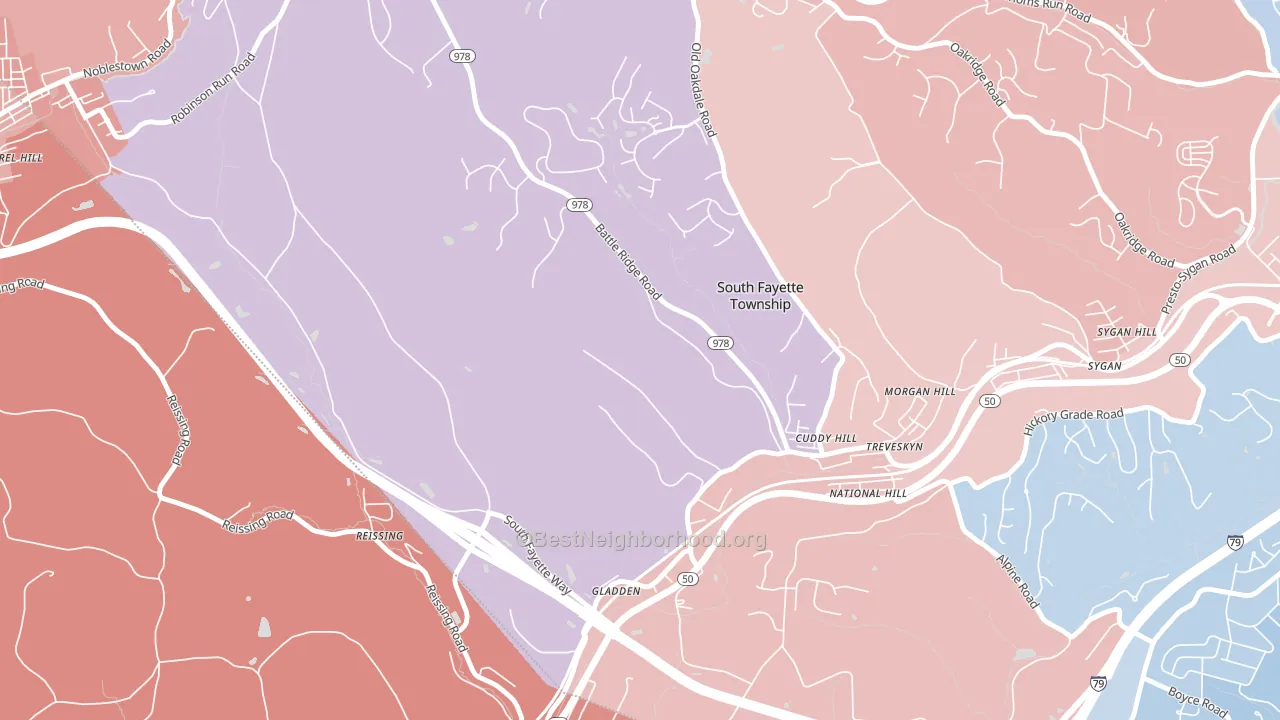 Cuddy, PA block-group political-lean map