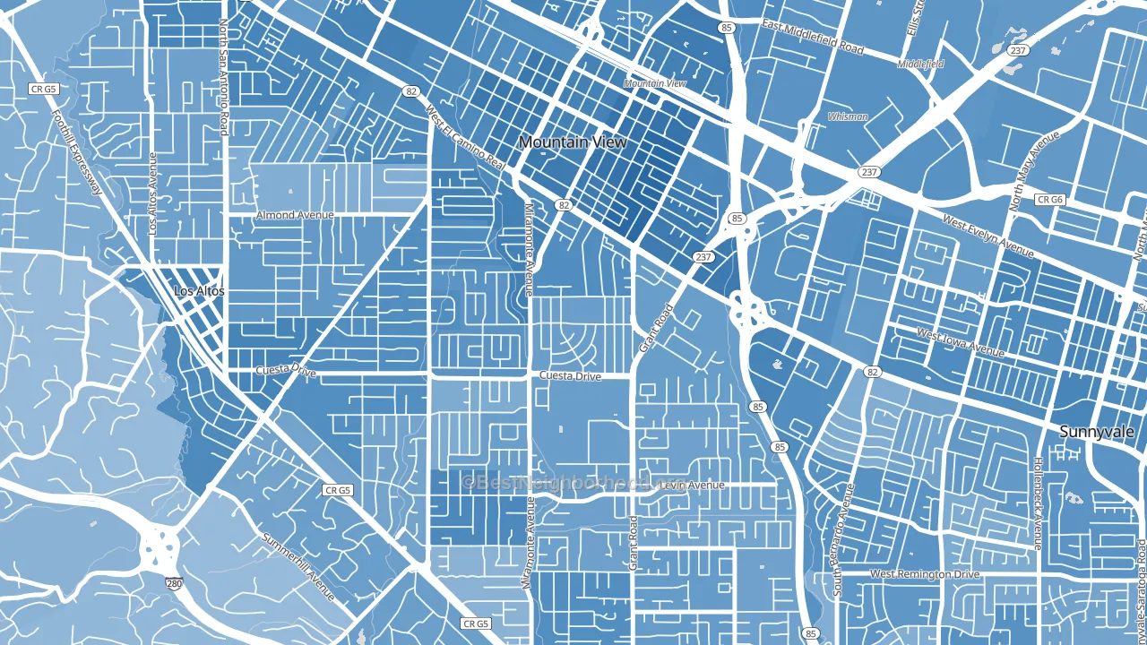 Cuesta Park, Mountain View, CA block-group political-lean map