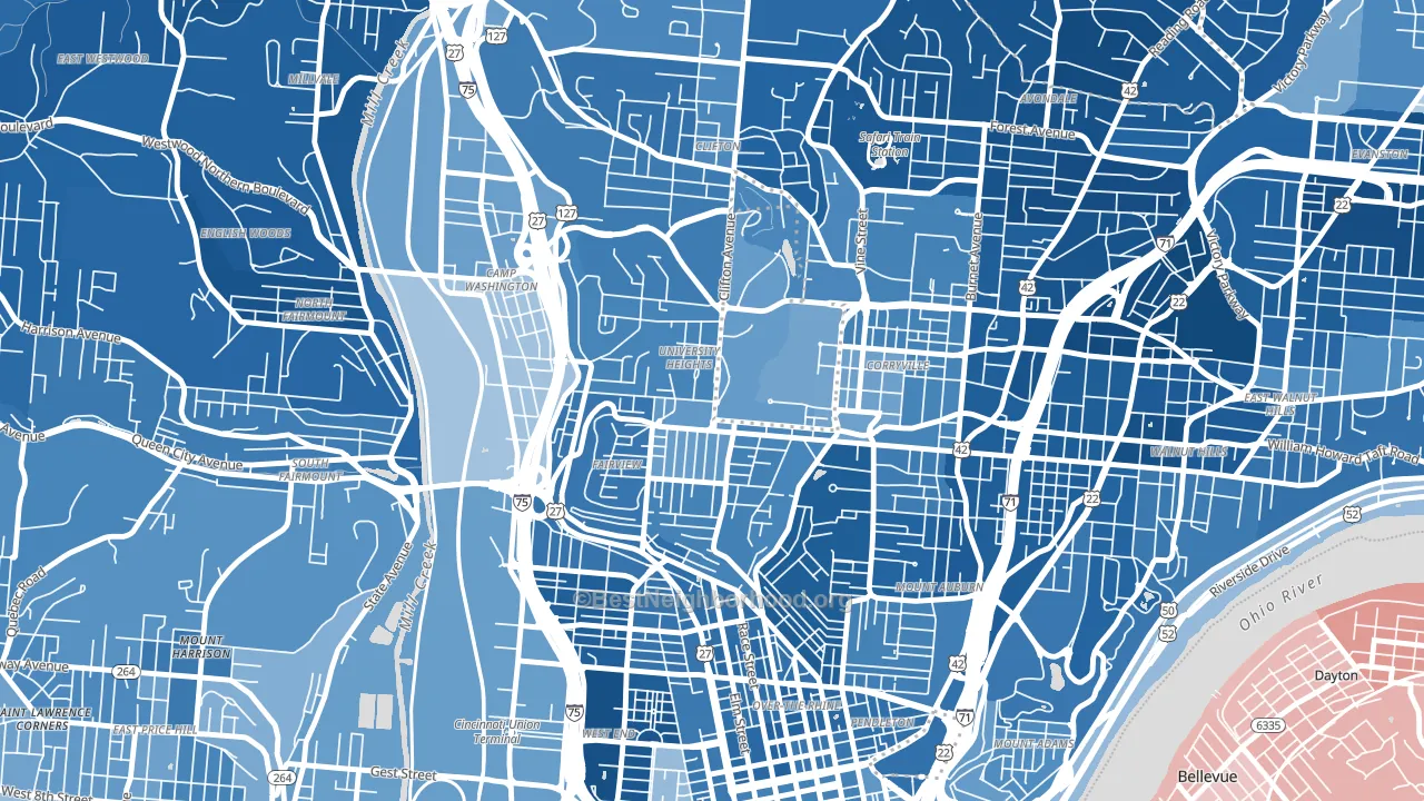 Cuf, Cincinnati, OH block-group political-lean map