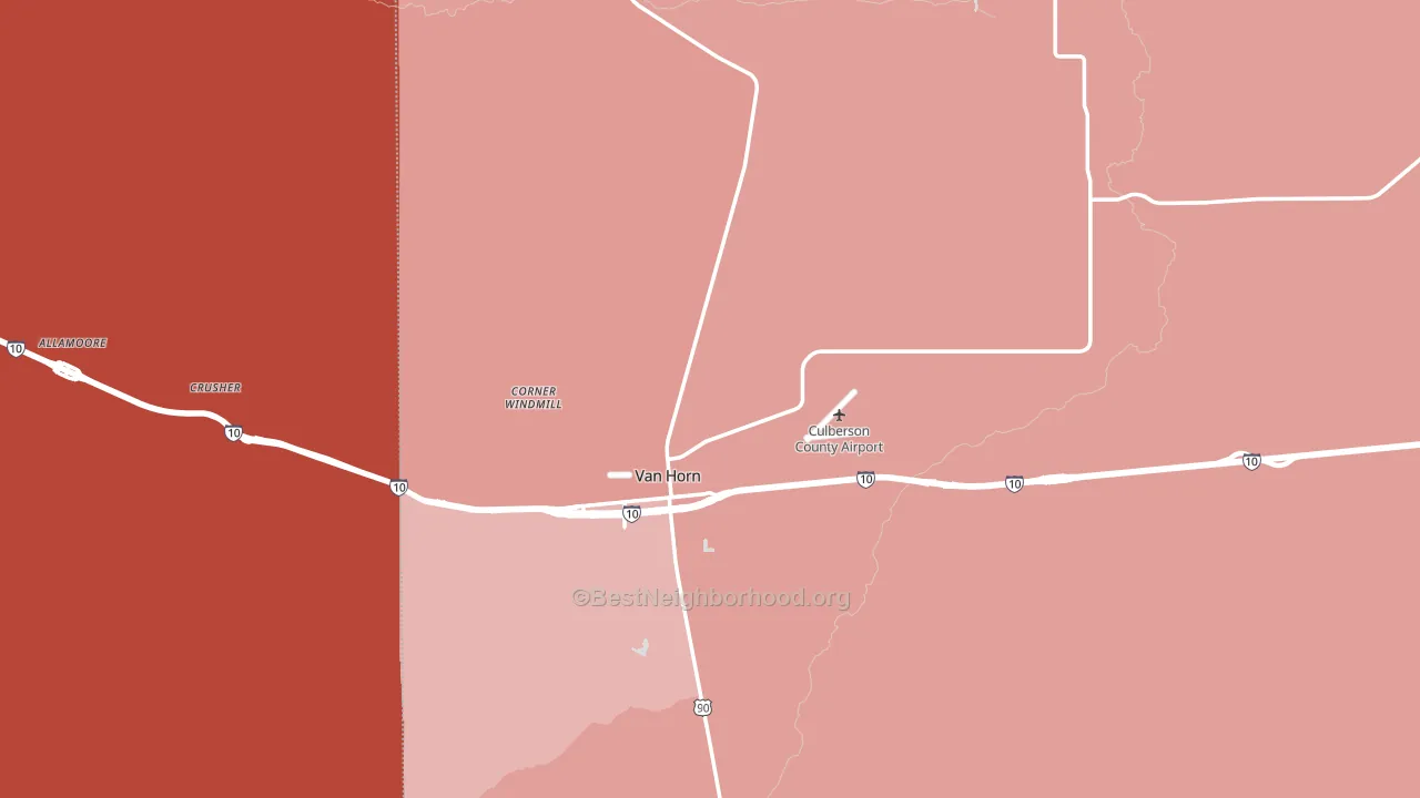Culberson County, TX block-group political-lean map