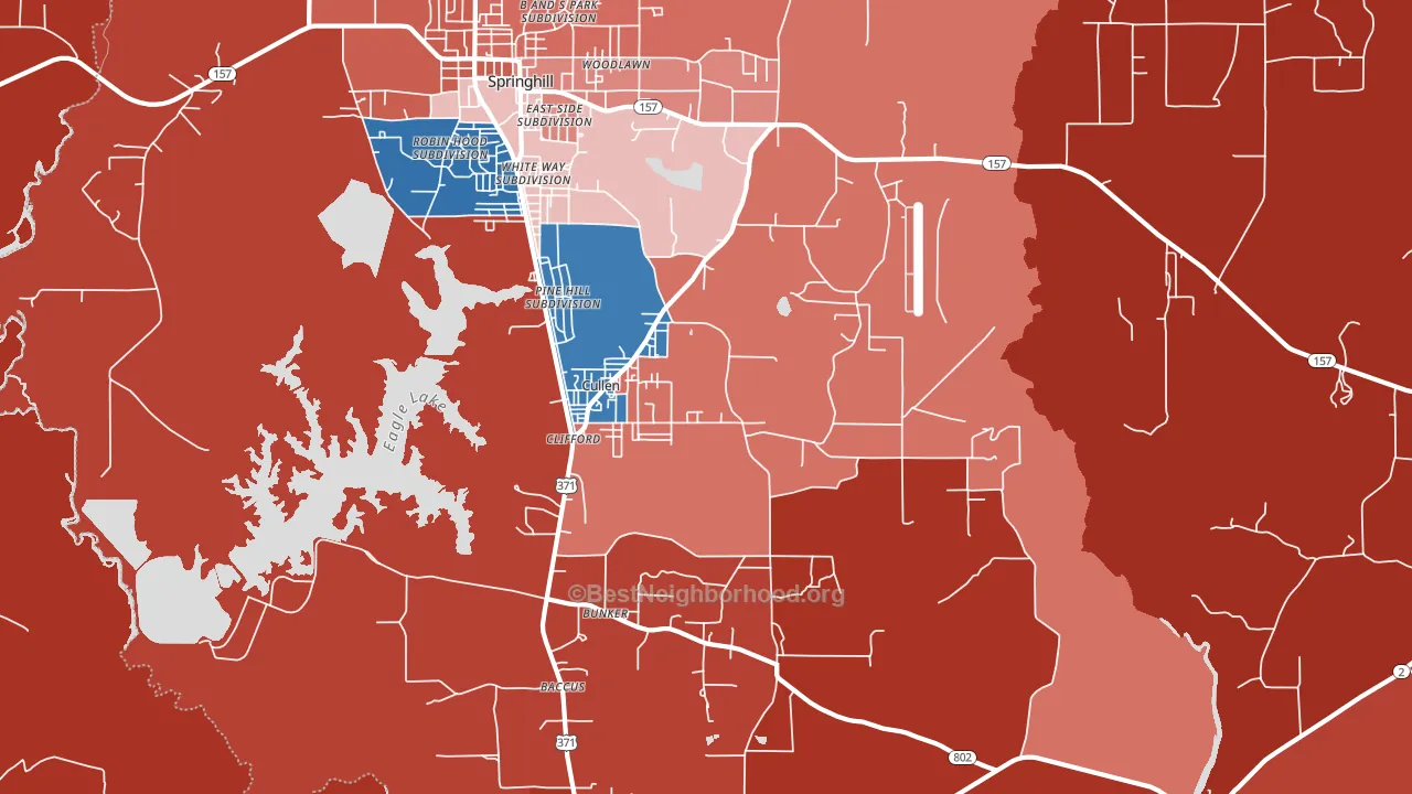 Cullen, LA block-group political-lean map