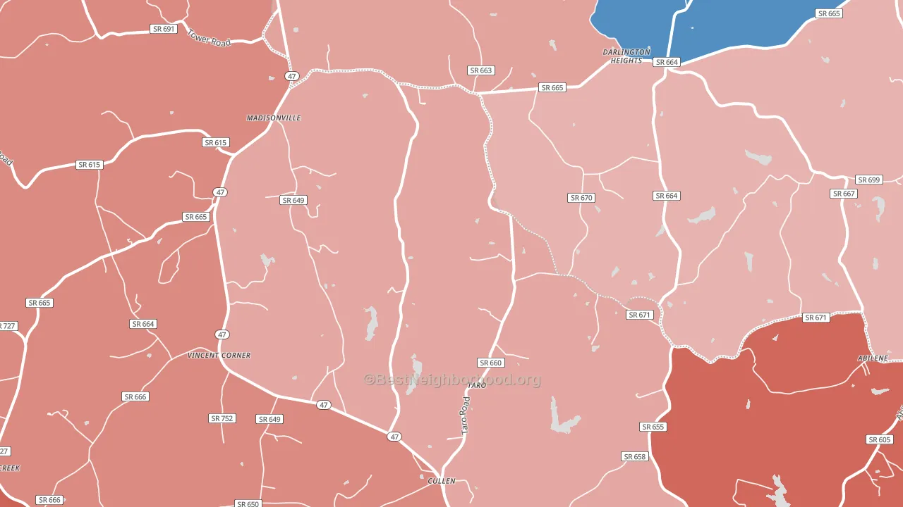 Cullen, VA block-group political-lean map