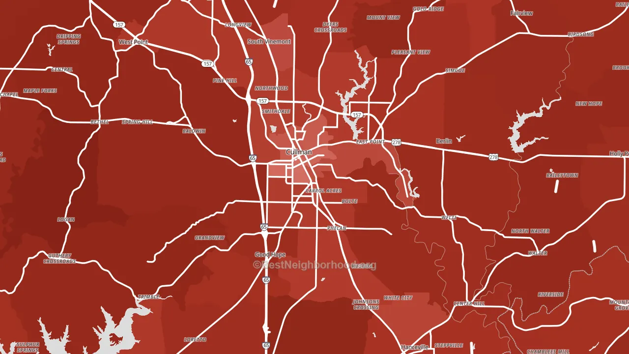 Cullman County, AL block-group political-lean map