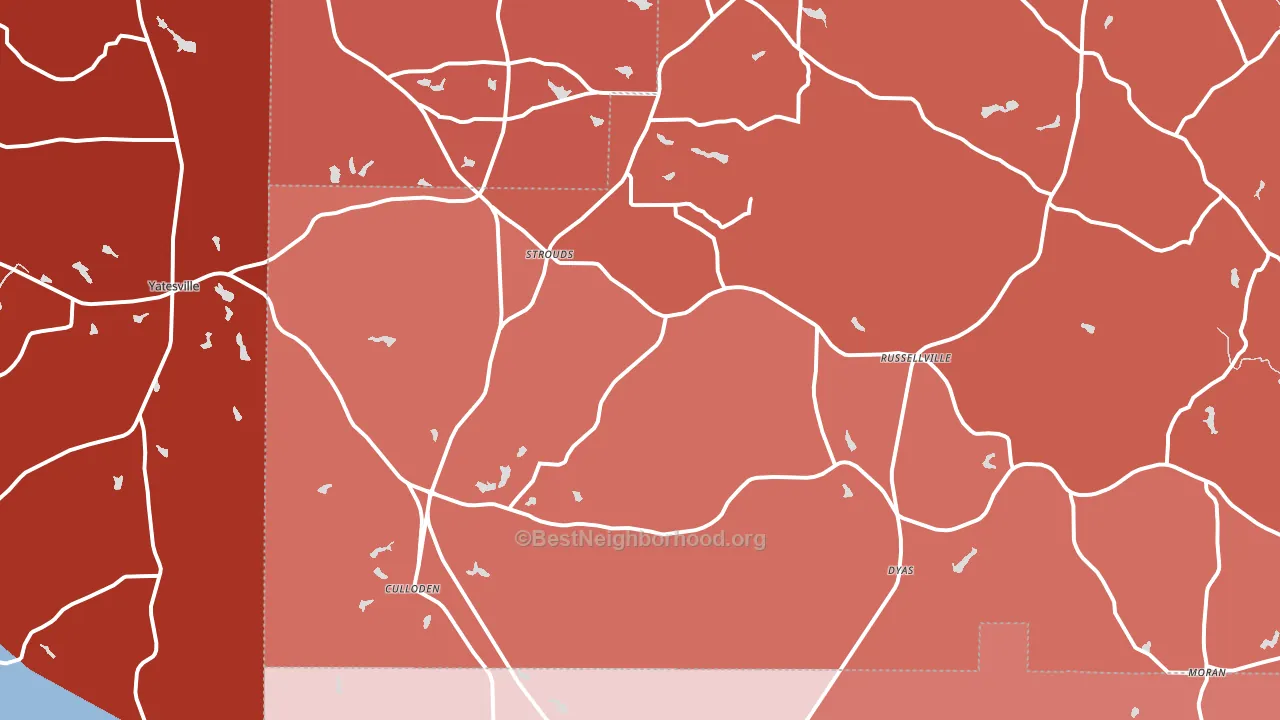 Culloden, GA block-group political-lean map