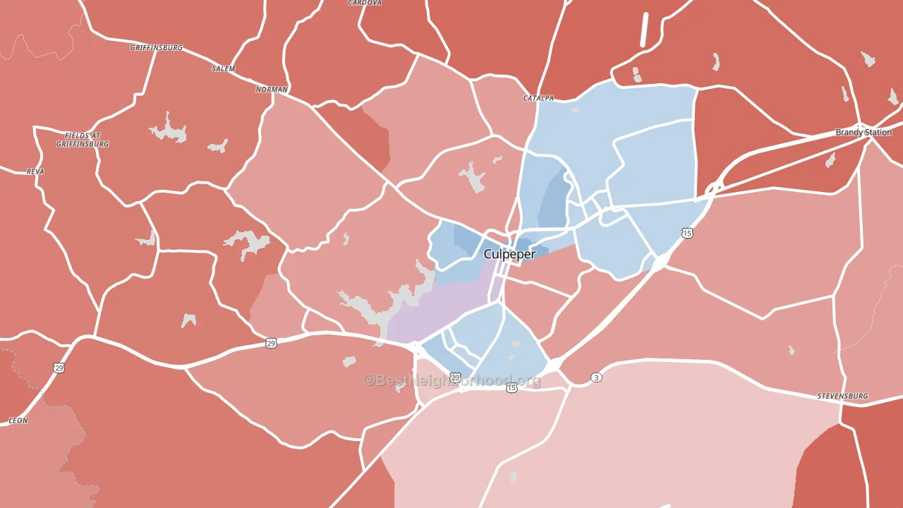 Culpeper, VA block-group political-lean map
