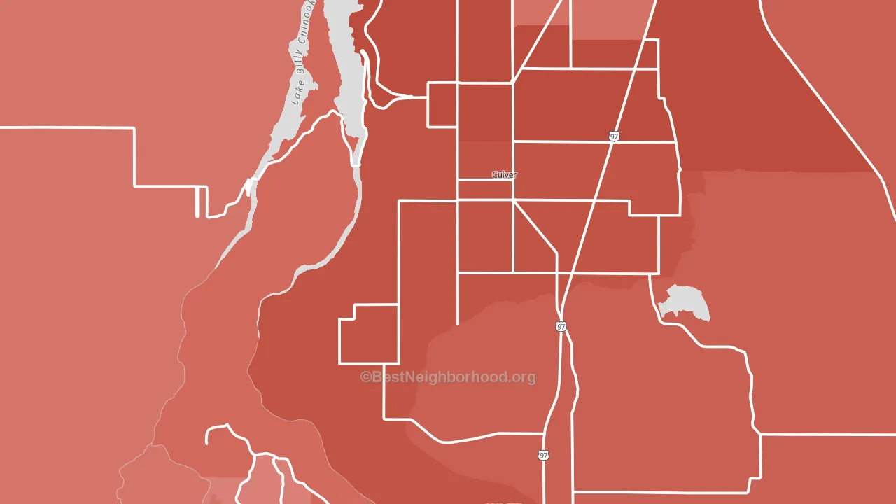 Culver, OR block-group political-lean map