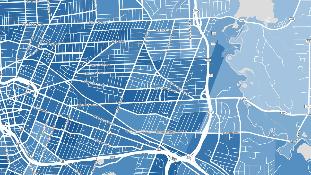 Culver-Winton, Rochester, NY block-group political-lean map