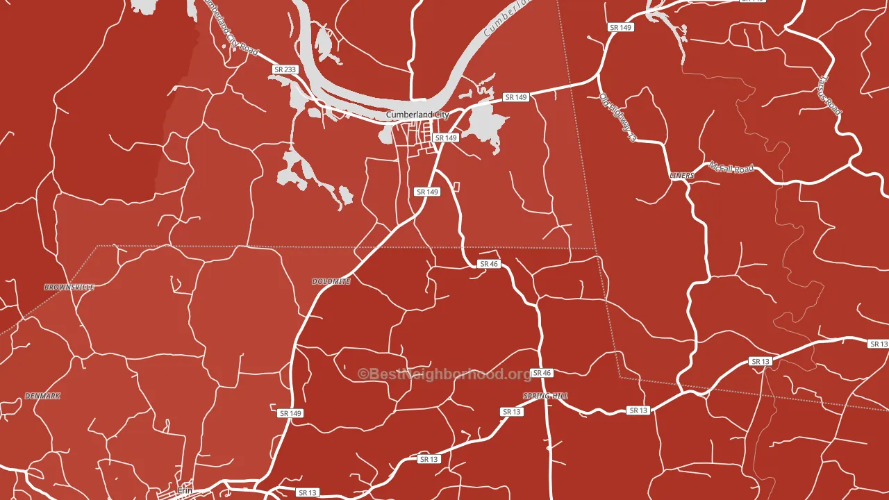 Cumberland City, TN block-group political-lean map