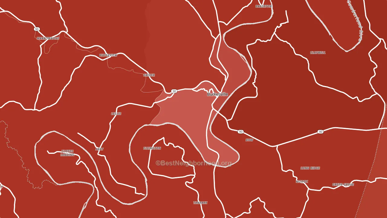Cumberland County, KY block-group political-lean map