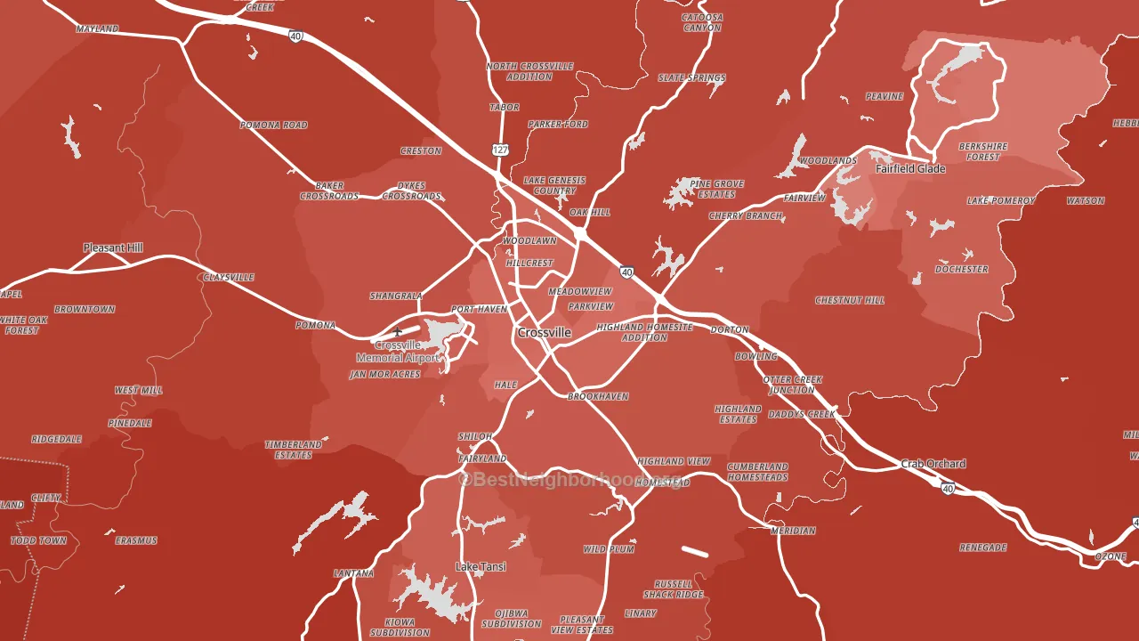 Cumberland County, TN block-group political-lean map