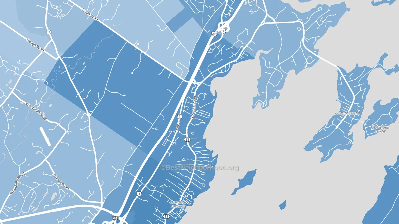 Cumberland Foreside, ME block-group political-lean map