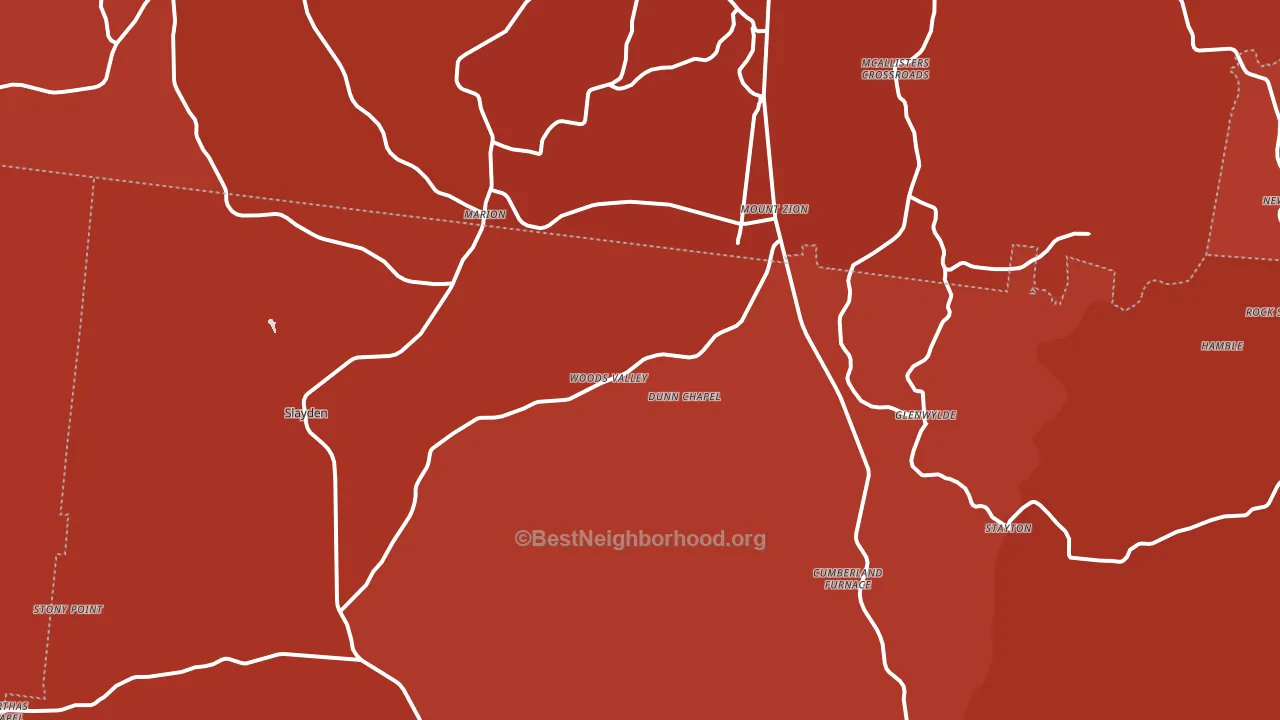 Cumberland Furnace, TN block-group political-lean map