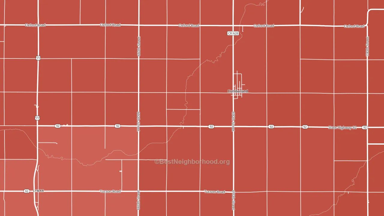 Cumberland, IA block-group political-lean map