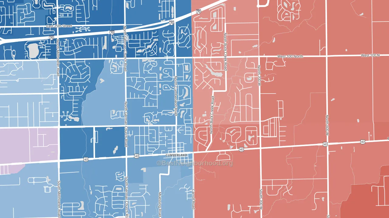 Cumberland, IN block-group political-lean map