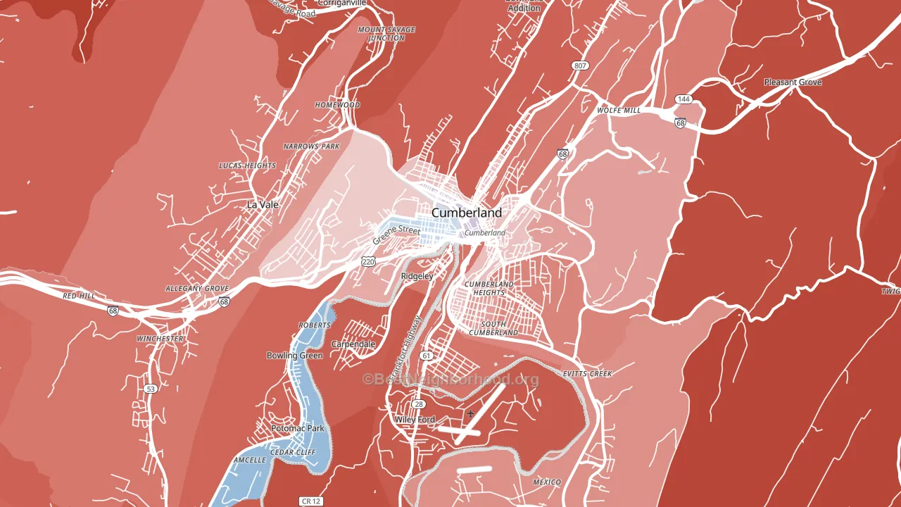 Cumberland, MD block-group political-lean map