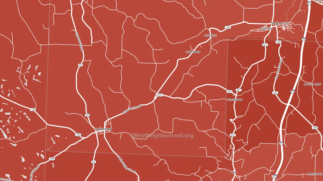Cumberland, OH block-group political-lean map