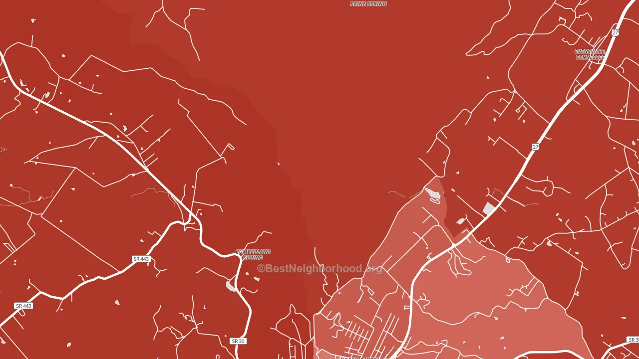 Cumberland Springs, TN block-group political-lean map