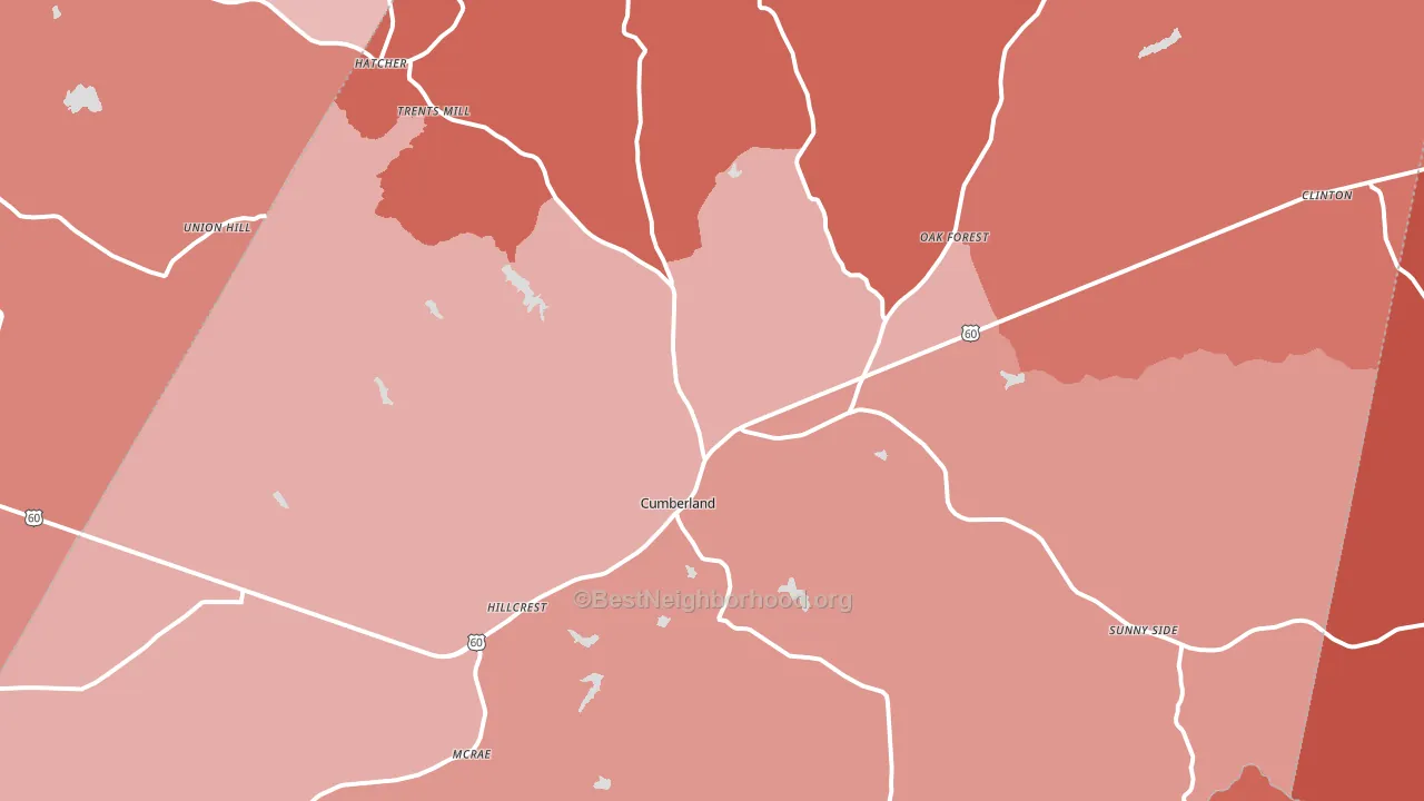 Cumberland, VA block-group political-lean map
