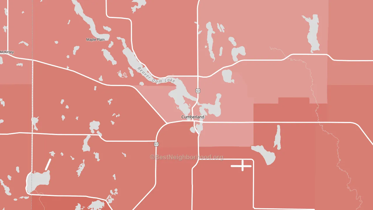 Cumberland, WI block-group political-lean map