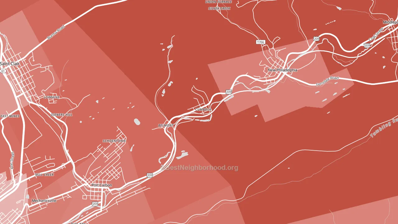 Cumbola, PA block-group political-lean map