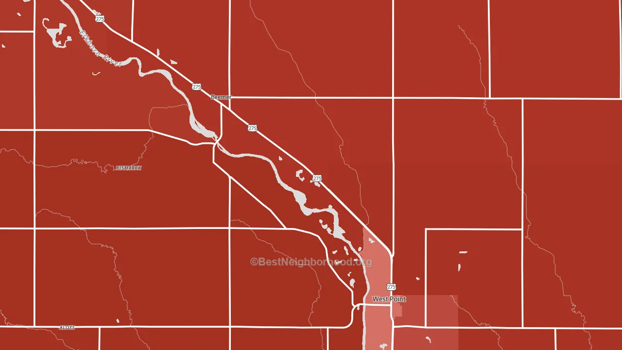 Cuming County, NE block-group political-lean map