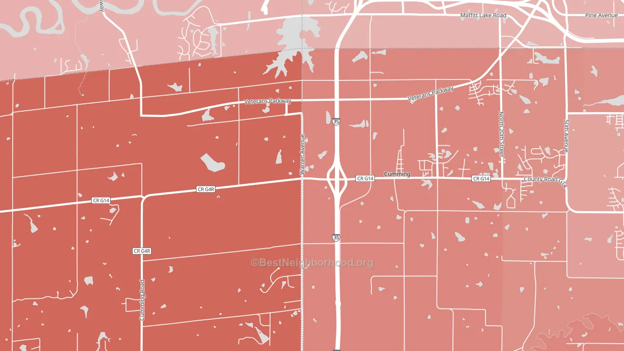 Cumming, IA block-group political-lean map