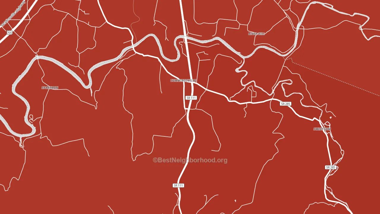 Cummingsville, TN block-group political-lean map