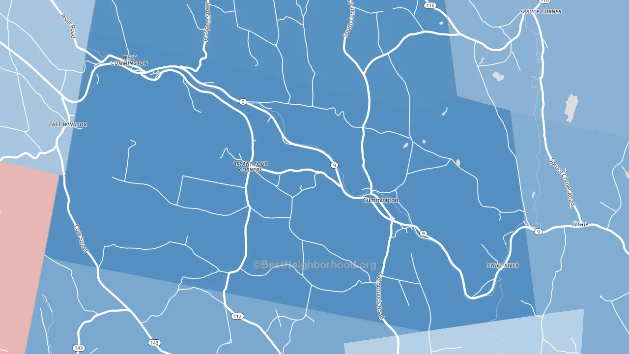 Cummington, MA block-group political-lean map