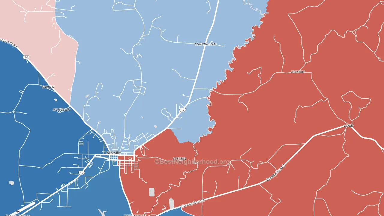 Cunningham, AL block-group political-lean map