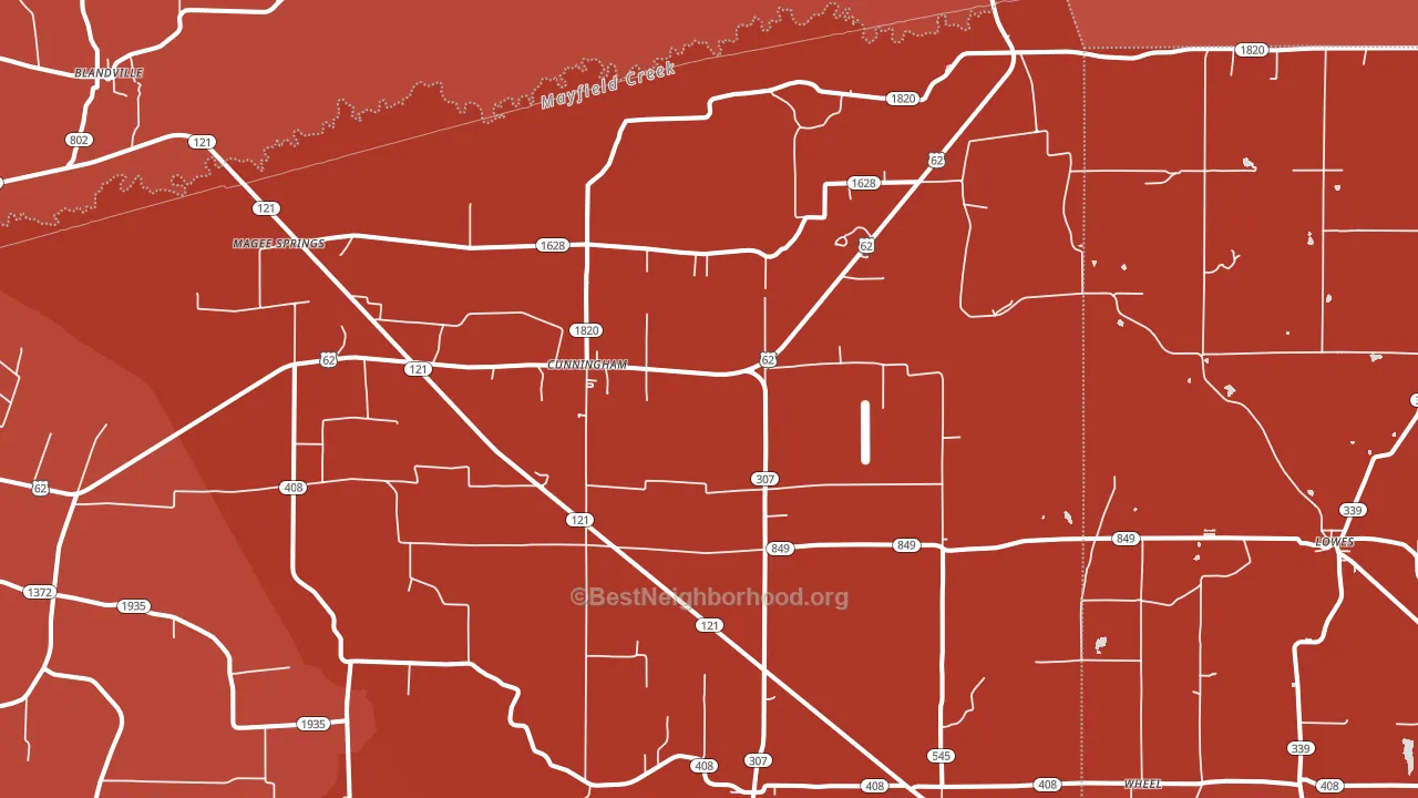 Cunningham, KY block-group political-lean map