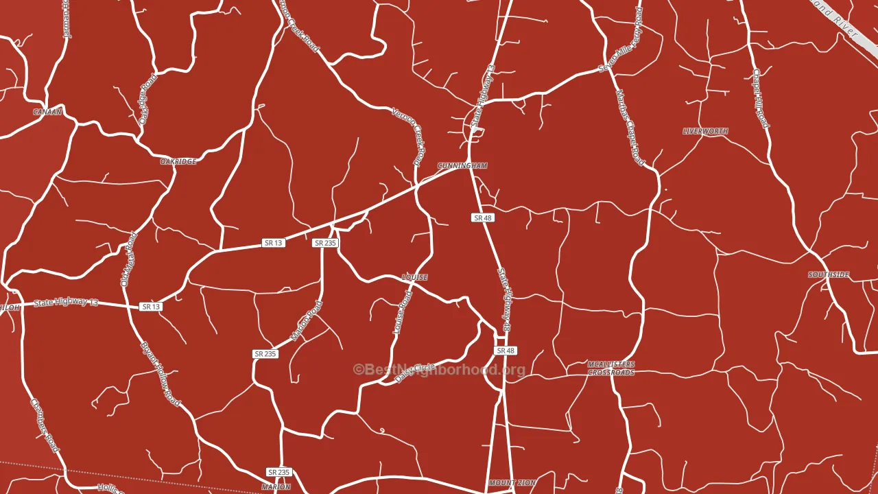 Cunningham, TN block-group political-lean map