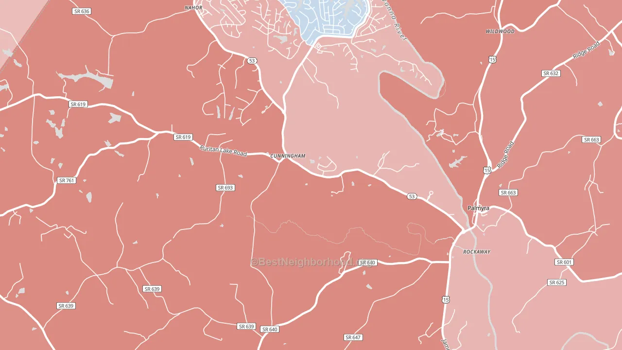 Cunningham, VA block-group political-lean map