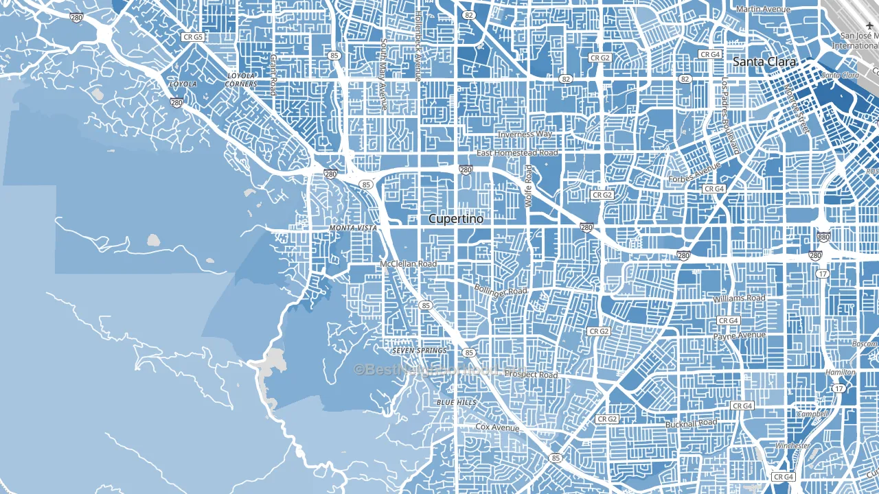 Cupertino, CA block-group political-lean map