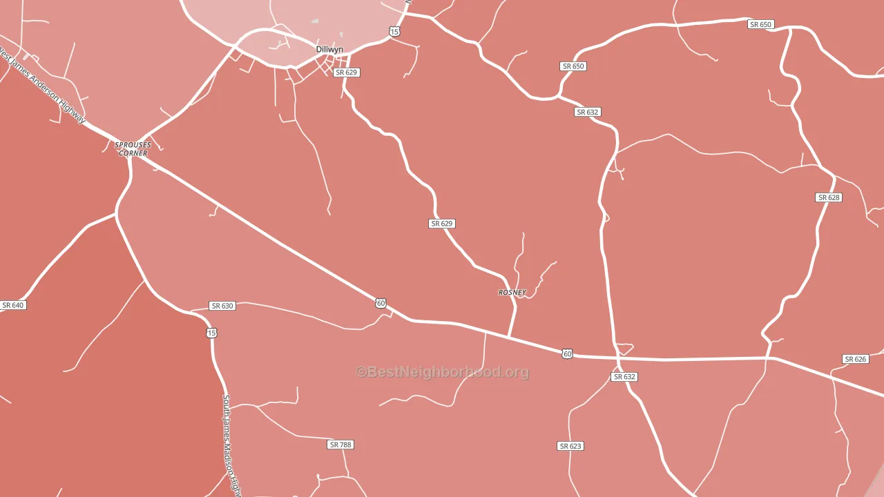 Curdsville, VA block-group political-lean map
