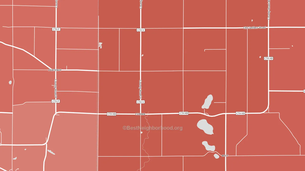 Curran, WI block-group political-lean map