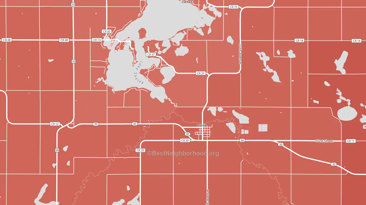 Currie, MN block-group political-lean map