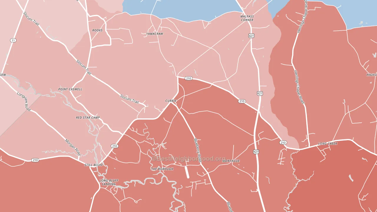 Currie, NC block-group political-lean map