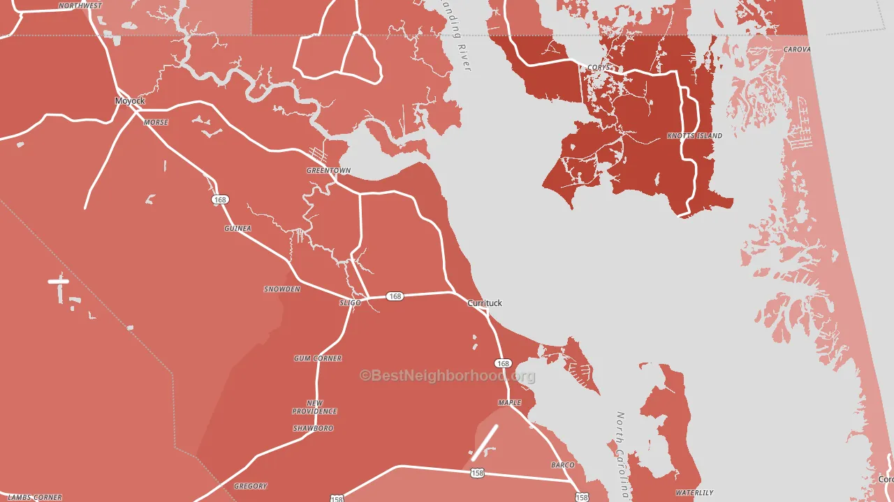 Currituck, NC block-group political-lean map