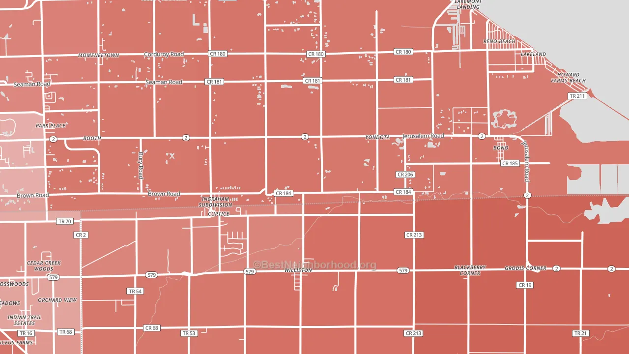 Curtice, OH block-group political-lean map