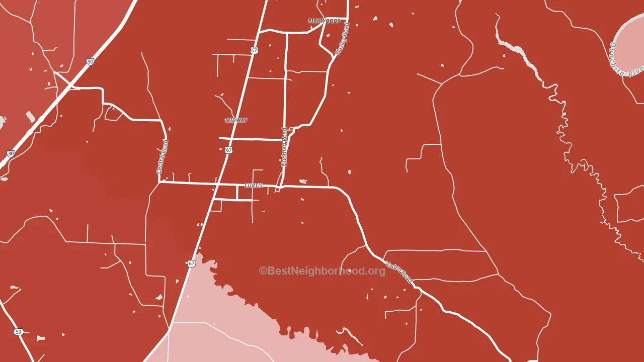 Curtis, AR block-group political-lean map