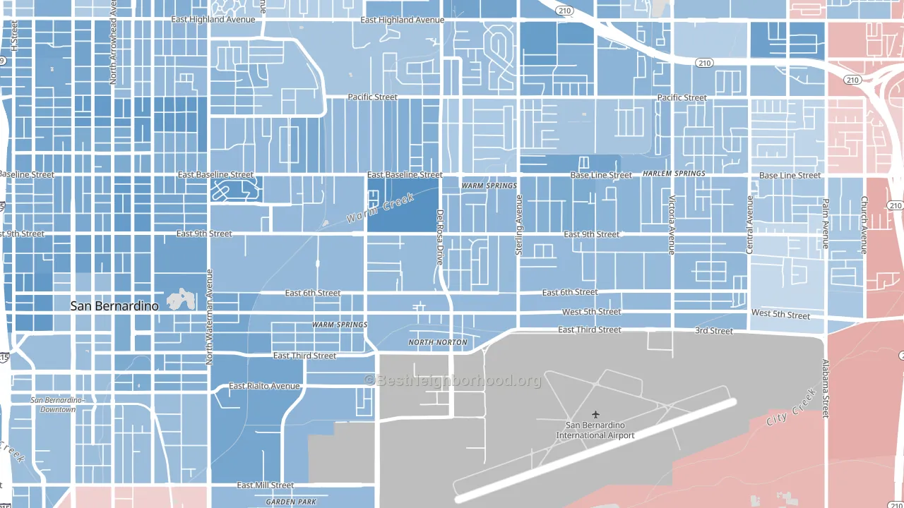 Curtis, Highland, CA block-group political-lean map