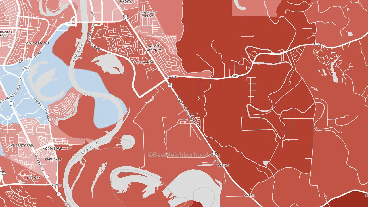 Curtis, LA block-group political-lean map