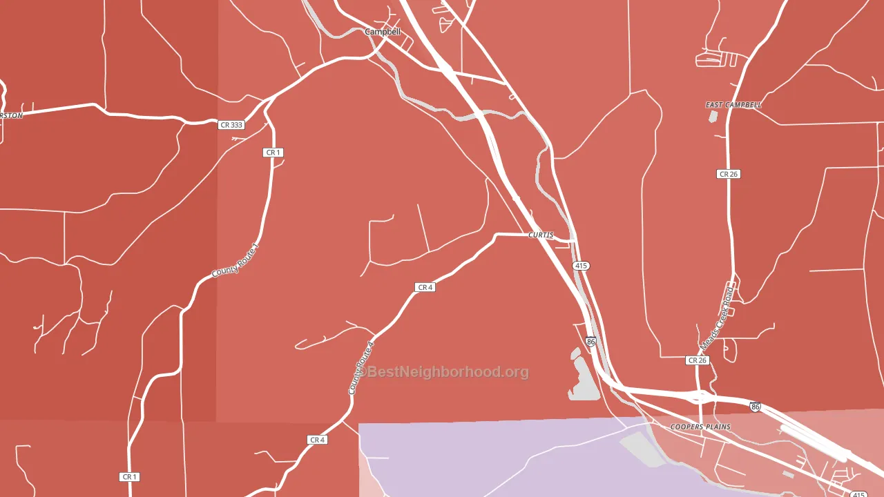 Curtis, NY block-group political-lean map