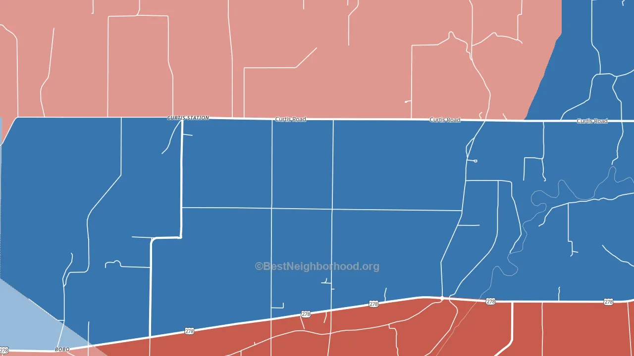 Curtis Station, MS block-group political-lean map
