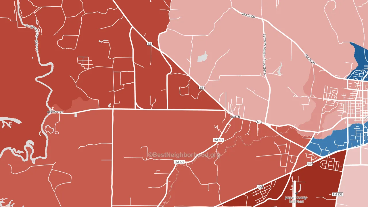 Curtis, TX block-group political-lean map