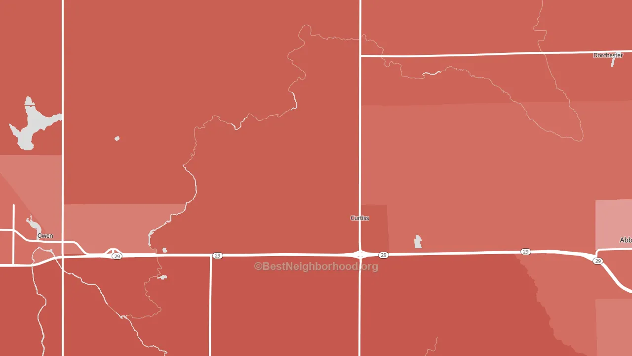 Curtiss, WI block-group political-lean map