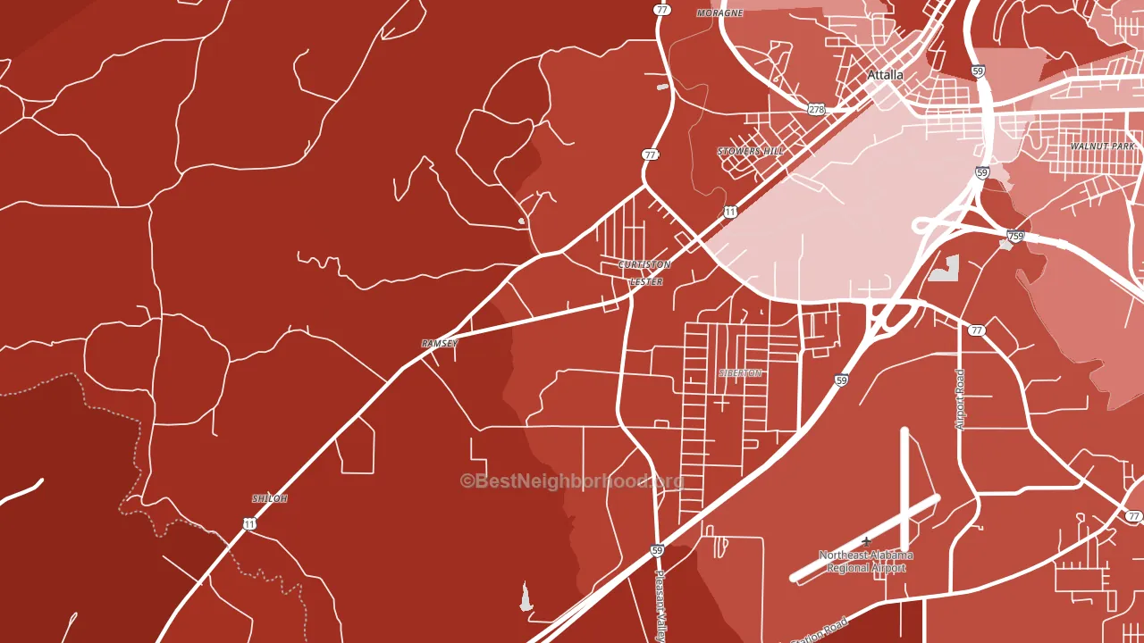 Curtiston, AL block-group political-lean map
